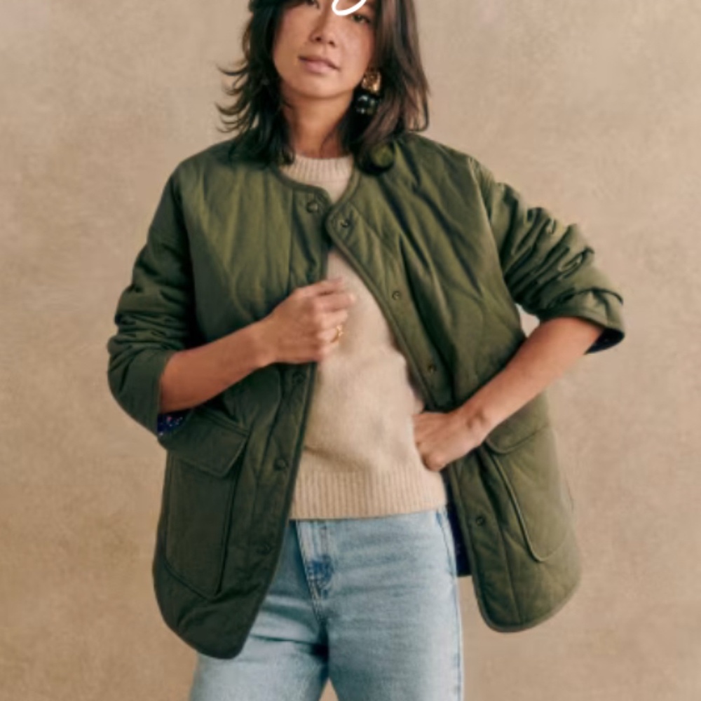 Sezane Farel Reversible Jacket - Khaki/Floral